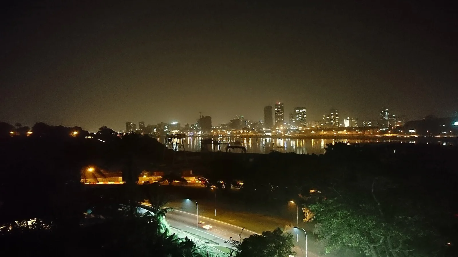 Night view of the Plateau business district in Abidjan, Côte d'Ivoire